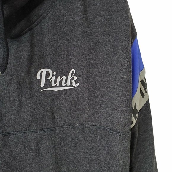 PINK VS Gray Long Sleeve Funnel Neck Sweatshirt S - Picture 4 of 11
